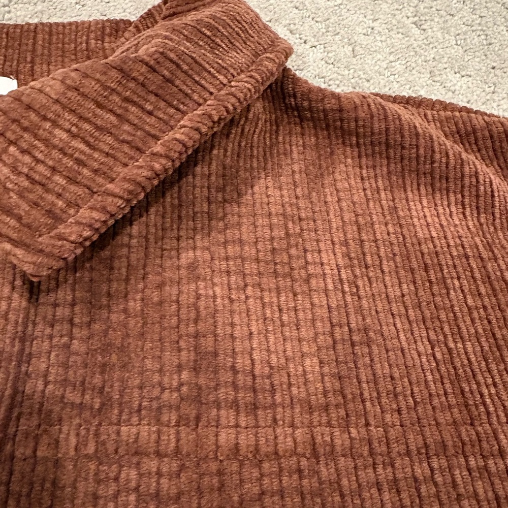 Women's Brown Ribbed Jean Jacket - Picture 3 of 5